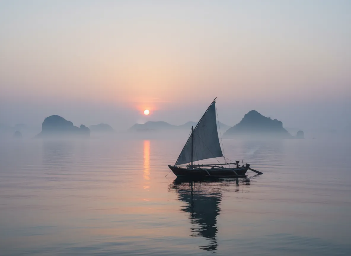 Fishing boat at sunrise