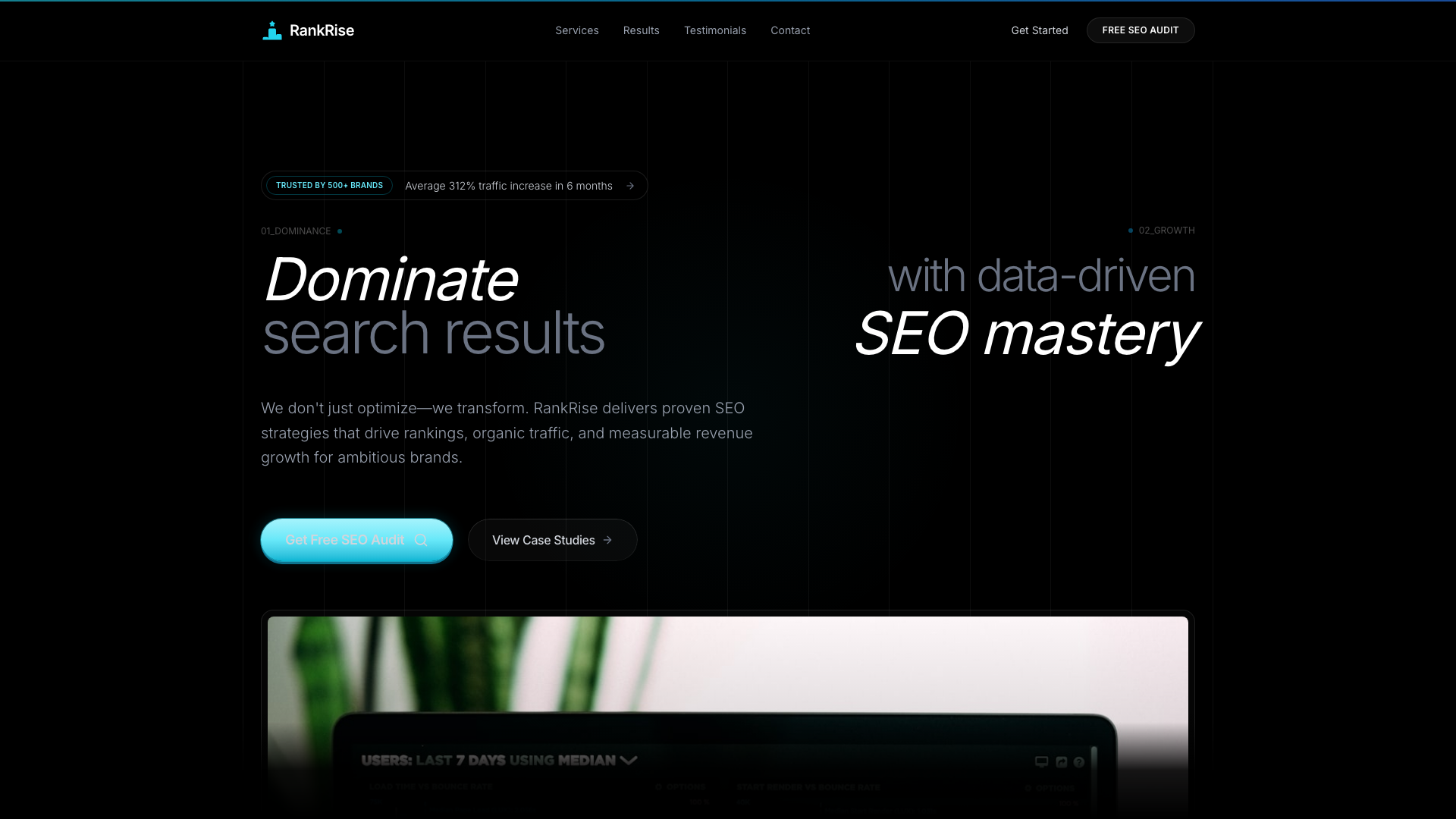 Screenshot of RankRise SEO Agency