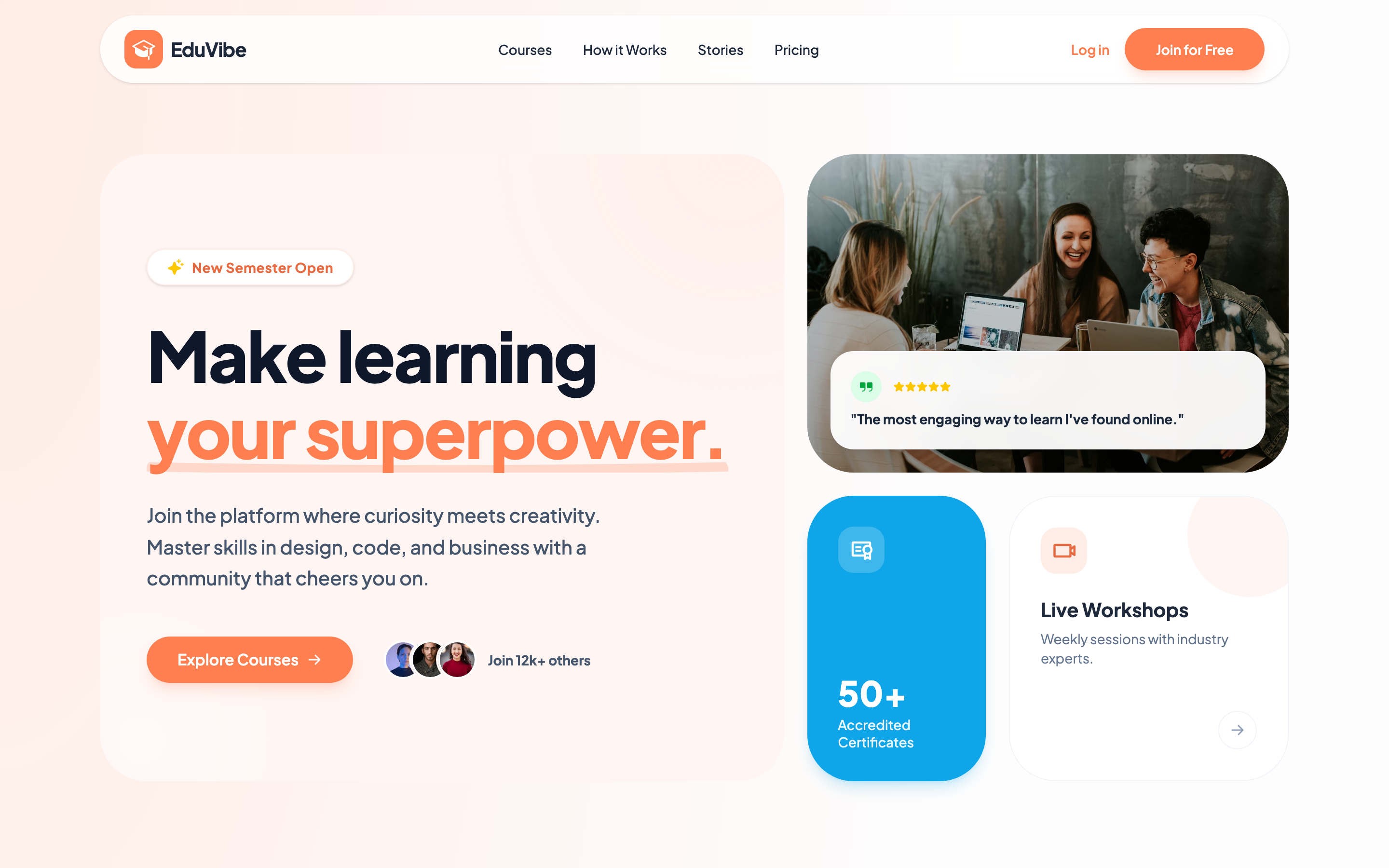 Screenshot of EduVibe - Modern Learning Platform