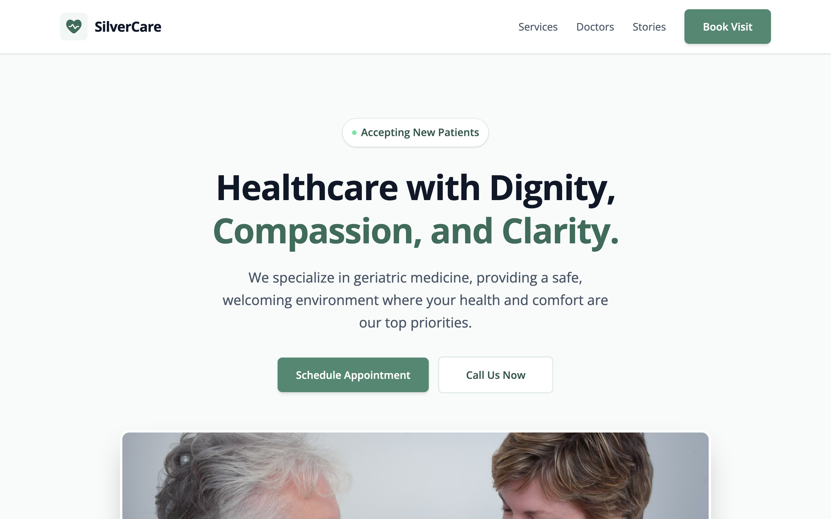 Screenshot of Senior Healthcare Minimalist