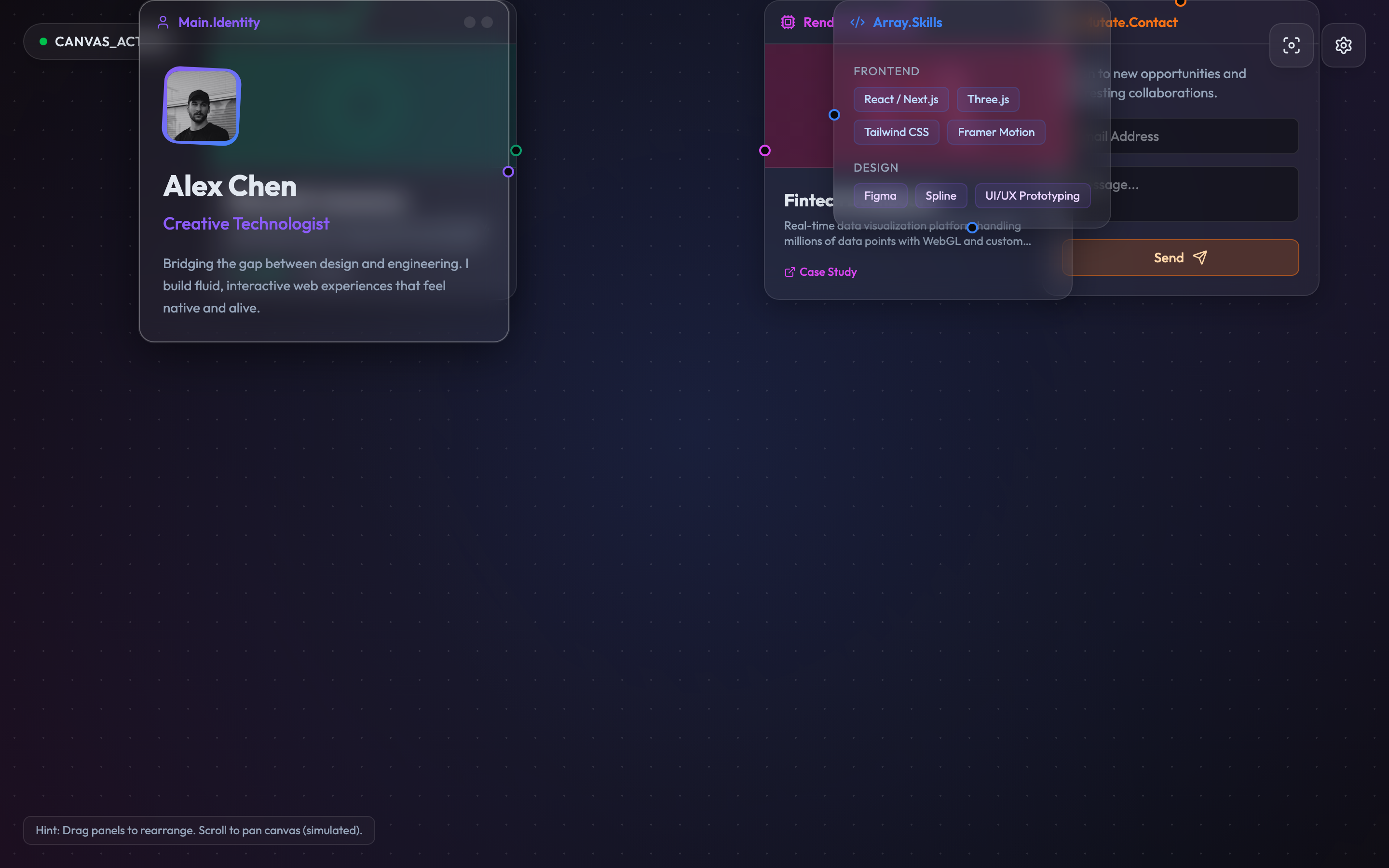 Interactive Node Canvas Portfolio Template