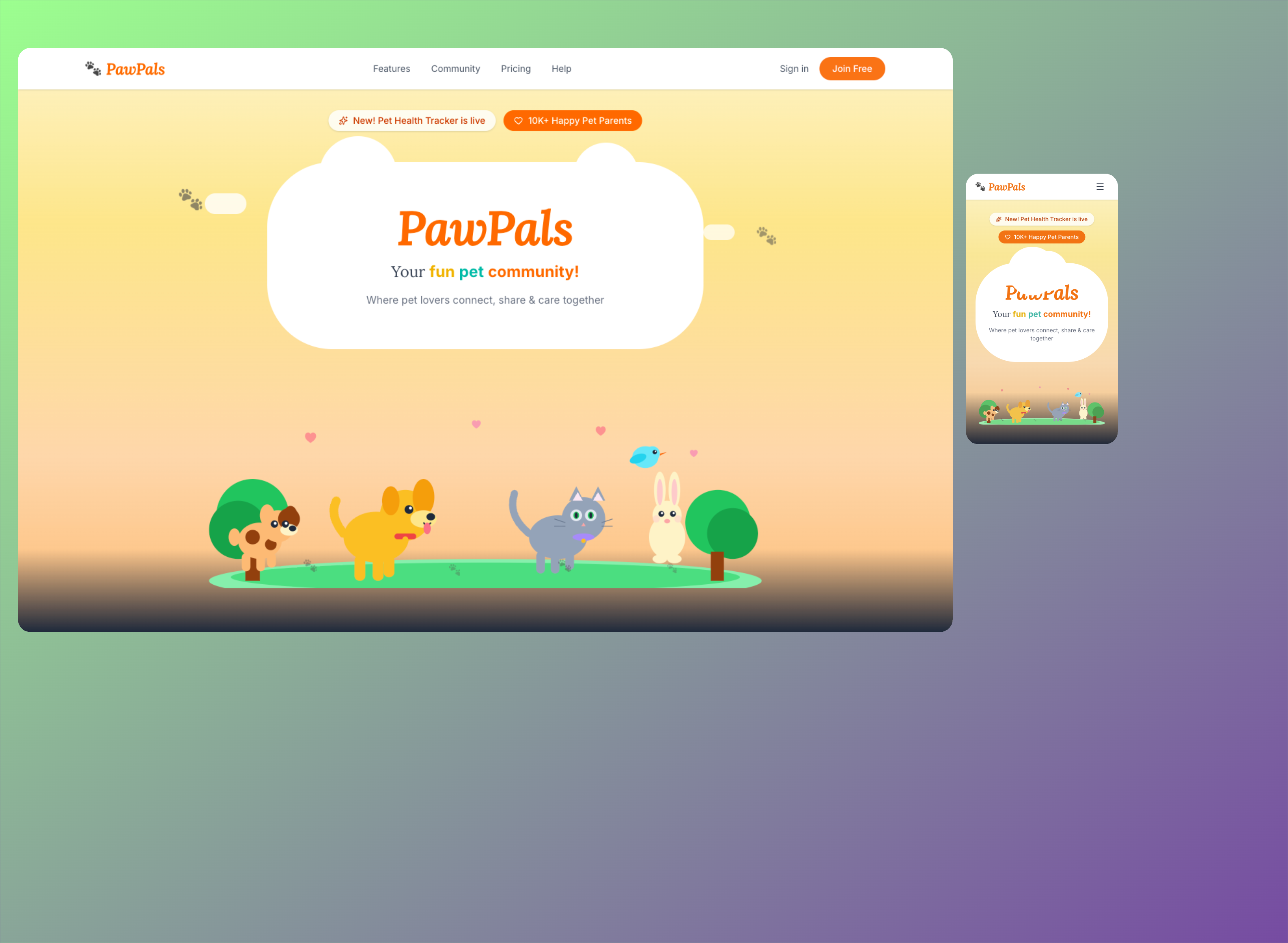 Screenshot of PawPals Pet Community