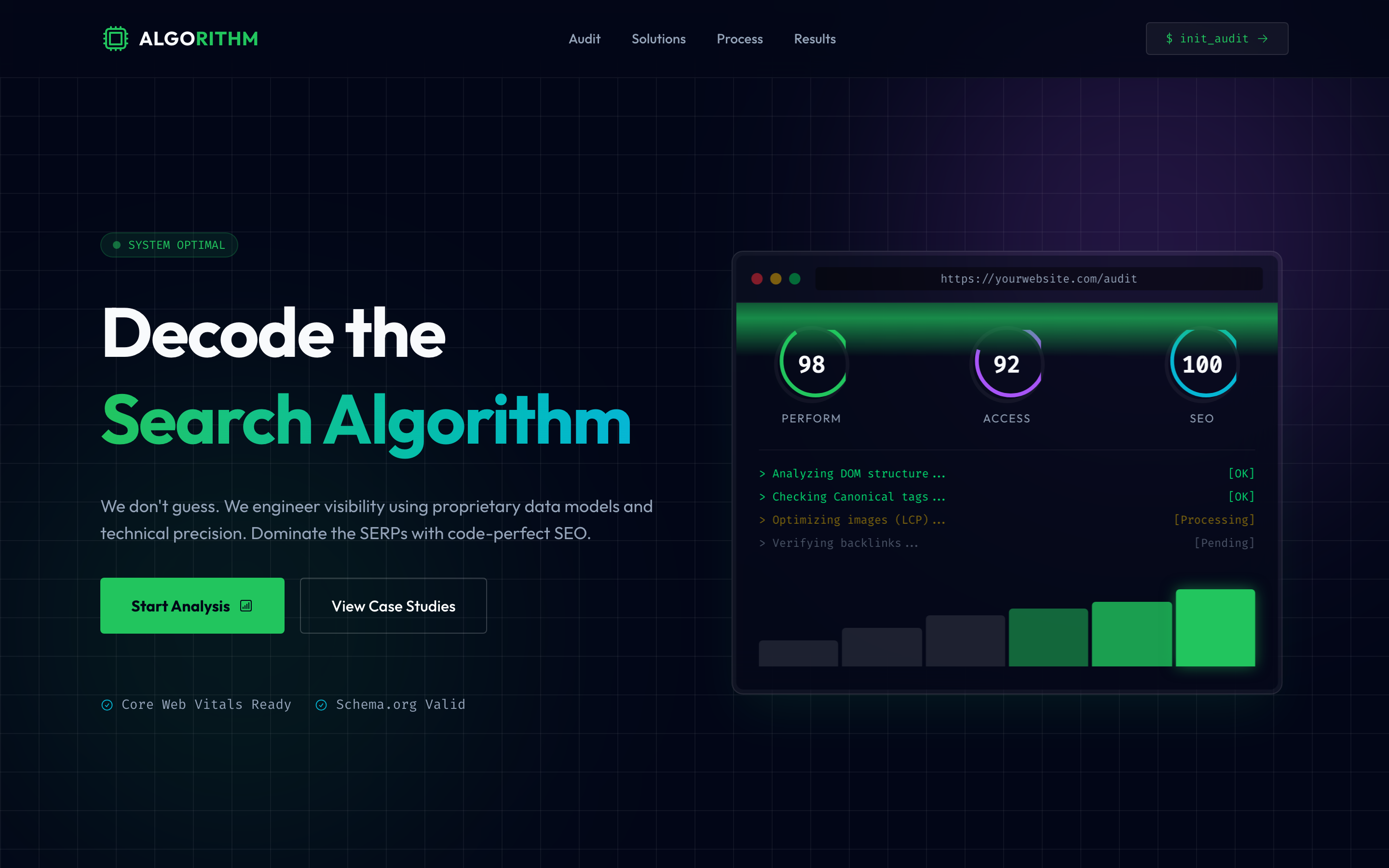 Screenshot of SEO Tech Dark